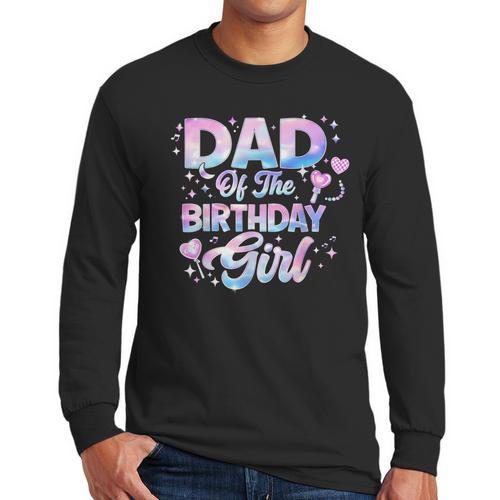 Dad Of The Birthday Girl Kpop Family Matching Party Men Long Sleeve T-Shirt - Father's Day Fun