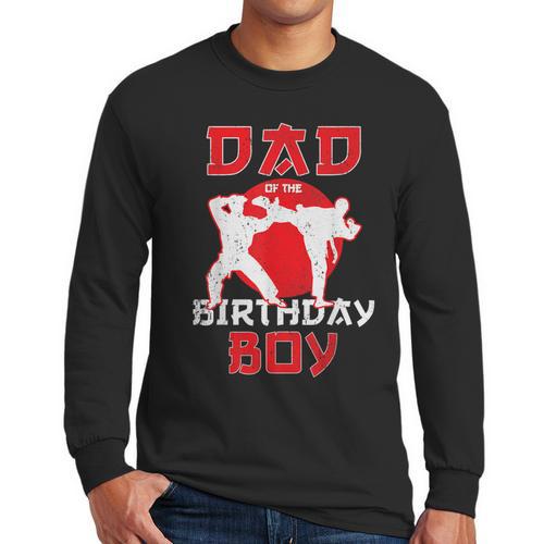 Dad Of The Birthday Karate Taekwondo Boy Martial Arts Men Long Sleeve T-Shirt - Father's Day Fun