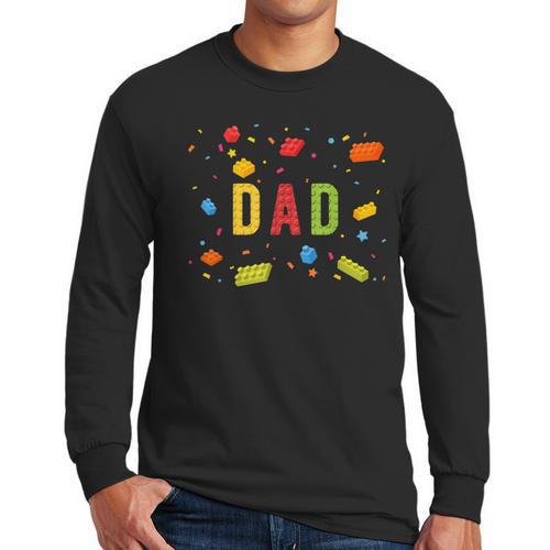 Dad Building Blocks Birthday Boy Men Long Sleeve T-Shirt - Father's Day Fun