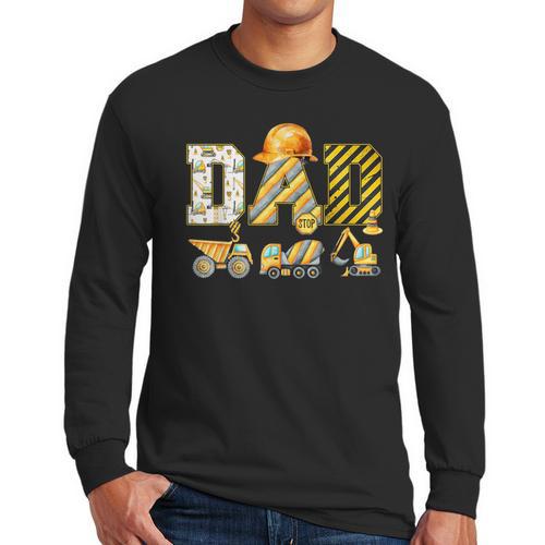 Dad Construction Excavator Kids Matching Family Party Men Long Sleeve T-Shirt - Father's Day Fun
