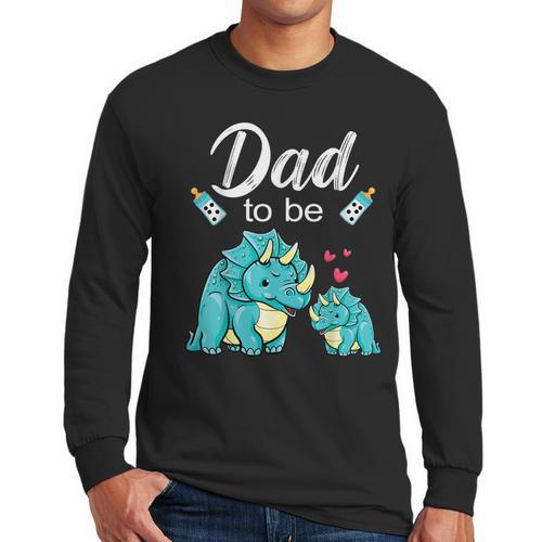 Dad To Be Dinosaur Baby Shower For Boy Men Long Sleeve T-Shirt - Father's Day Fun