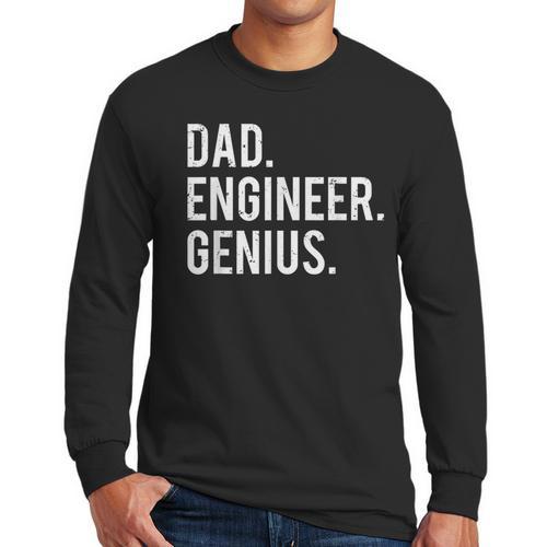 Dad Engineer Genius Cute Engineering Father Men Long Sleeve T-Shirt - Father's Day Fun