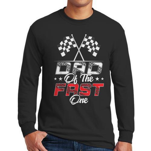 Dad Of The Fast One First Birthday Racing Car Family Men Long Sleeve T-Shirt - Father's Day Fun