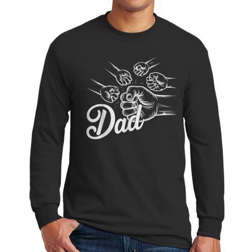 Dad Of Four Toddler Kids Fathers Day Fist Bump Family Men Long Sleeve T-Shirt - Father's Day Fun