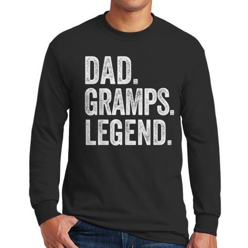 Dad Gramps Legend Vintage Distressed Bold Gramps Graphic Men Long Sleeve T-Shirt - Father's Day Fun