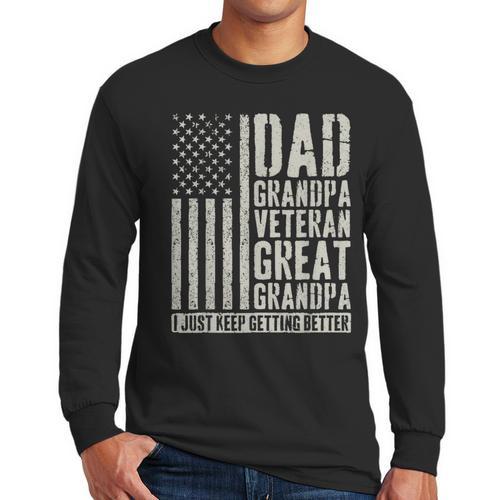 Dad Grandpa Veteran Great Grandpa Men Long Sleeve T-Shirt - Father's Day Fun