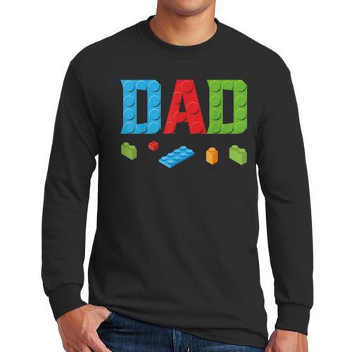 Dad Master Builder Building Bricks Blocks Family Set Parents Small Men Long Sleeve T-Shirt - Father's Day Fun