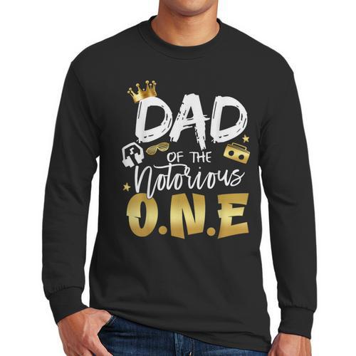 Dad Of The Notorious One Old School 1st Hip Hop Birthday Men Long Sleeve T-Shirt - Father's Day Fun