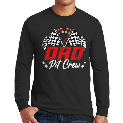 Dad Pit Crew Birthday Party Race Car Lover Racing Family Men Long Sleeve T-Shirt - Father's Day Fun