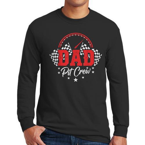 Dad Pit Crew Birthday Party Race Car Racing Family Matching Men Long Sleeve T-Shirt - Father's Day Fun