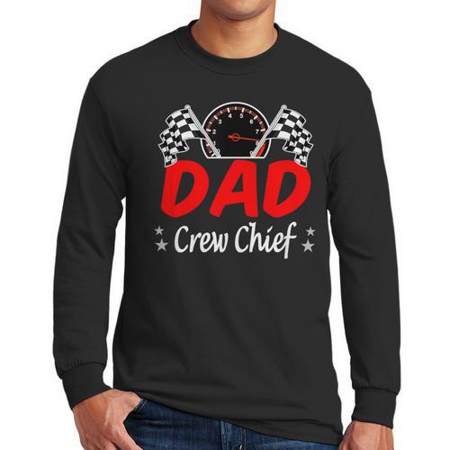 Dad Pit Crew Chief Racing Birthday Childs Party Fun Men Long Sleeve T-Shirt - Father's Day Fun