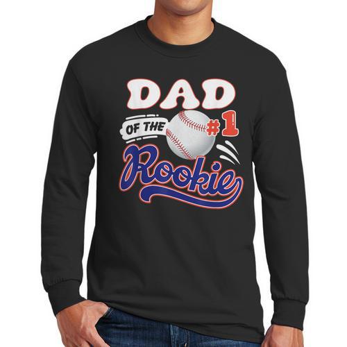 Dad Rookie Of Year 1st Birthday Baseball Theme Matching Men Long Sleeve T-Shirt - Father's Day Fun