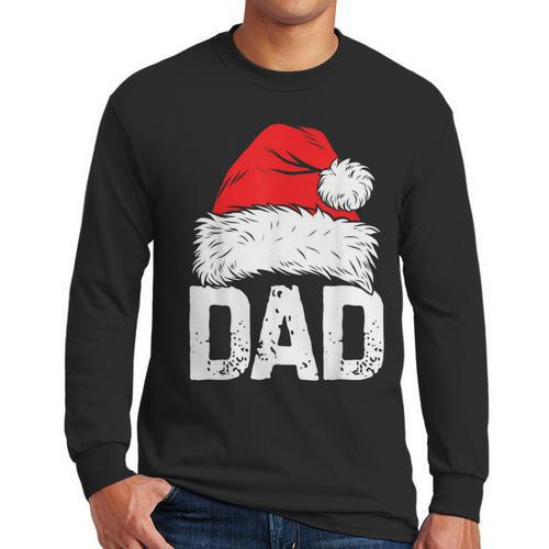 Dad Santa Christmas Family Matching Pajamas Papa Xmas Father Short Sleeve Men Long Sleeve T-Shirt - Father's Day Fun