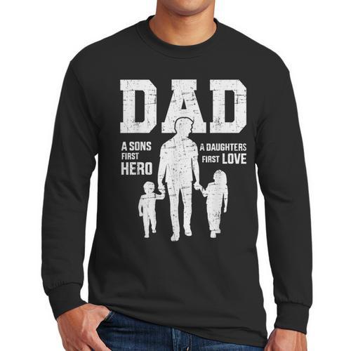 Dad Sons First Hero Daughter Love For Father's Day Men Long Sleeve T-Shirt - Father's Day Fun