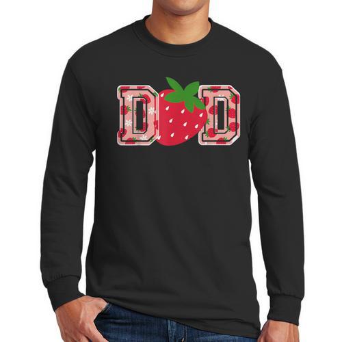 Dad Strawberry Birthday Men Long Sleeve T-Shirt - Father's Day Fun