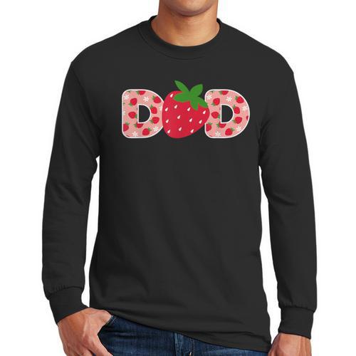 Dad Strawberry First Birthday Family Strawberry Men Long Sleeve T-Shirt - Father's Day Fun