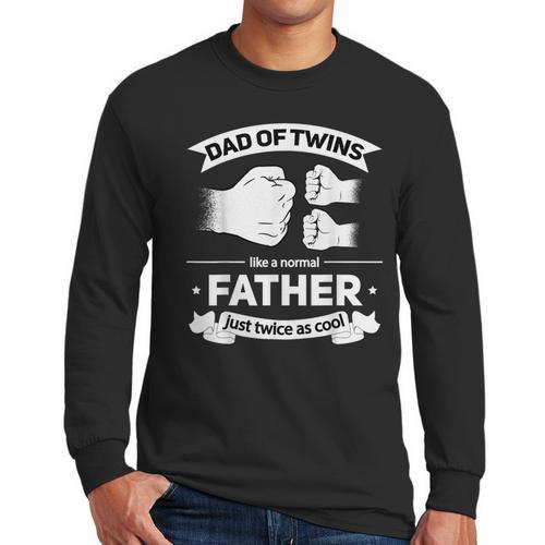 Dad Of Twins 2024 Father Twice As Cool Father's Day Twin Dad Men Long Sleeve T-Shirt - Father's Day Fun