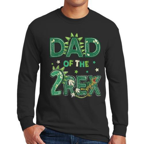Dad Of The Two Rex Birthday Dinosaur Family Matching Men Long Sleeve T-Shirt - Father's Day Fun