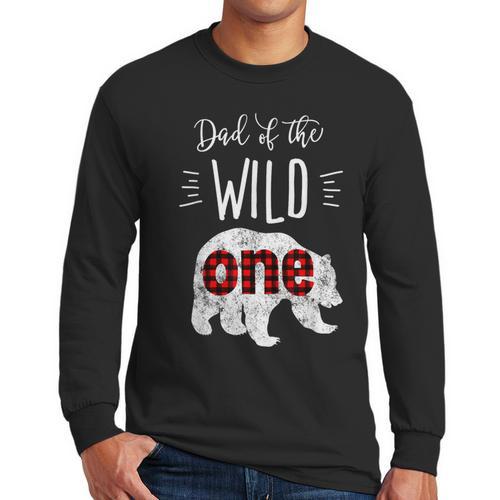 Dad Of The Wild One Shirt Bear Lumberjack 1st Birthday Tee Men Long Sleeve T-Shirt - Father's Day Fun