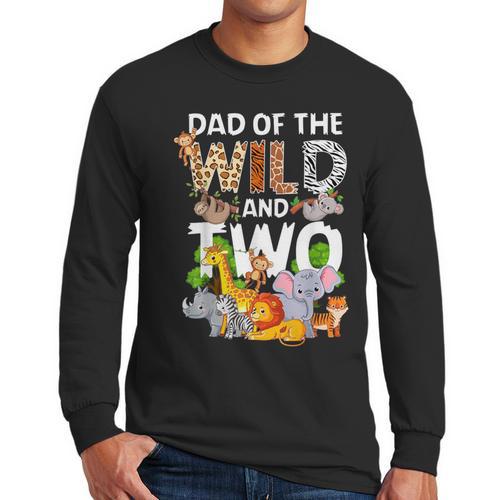 Dad Of The Wild Two Zoo 2nd Birthday Safari Jungle Animal Men Long Sleeve T-Shirt - Father's Day Fun