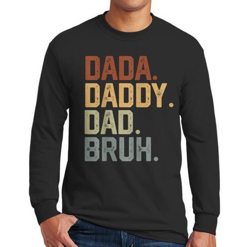 Dada Daddy Dad Bruh Retro Vintage Fathers Day Vintage Men Long Sleeve T-Shirt - Father's Day Fun