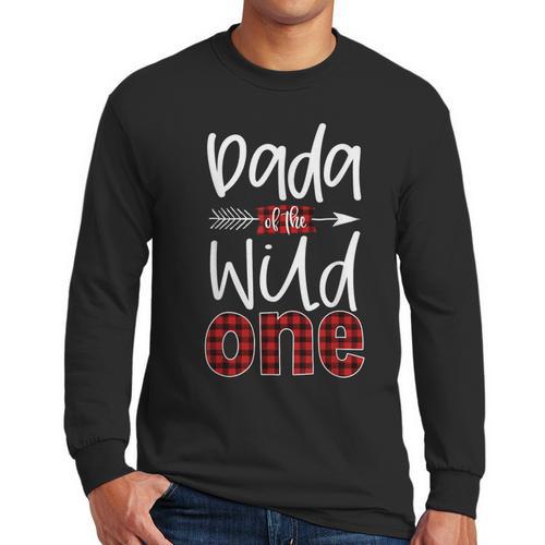 Dada Of The Wild One Buffalo Plaid Lumberjack 1st Birthday Men Long Sleeve T-Shirt - Father's Day Fun