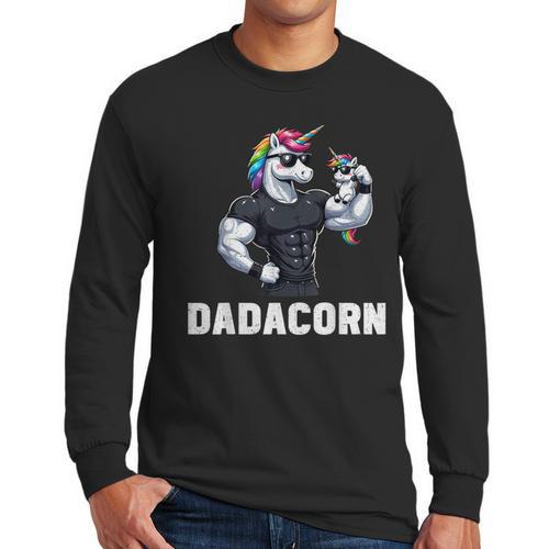 Dadacorn Unicorn Dad Papa Father's Day Daughter Men Long Sleeve T-Shirt - Father's Day Fun