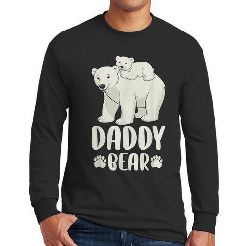 Daddy Bear And Cub Polar Bear Men Long Sleeve T-Shirt - Father's Day Fun