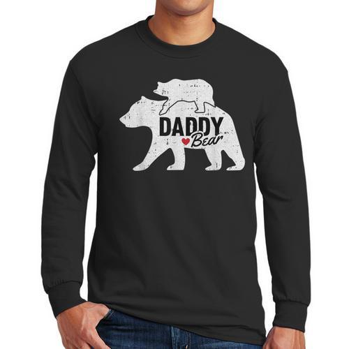Daddy Bear Fathers Day Cute Baby Cub Papa Dad-a Pops Small Men Long Sleeve T-Shirt - Father's Day Fun