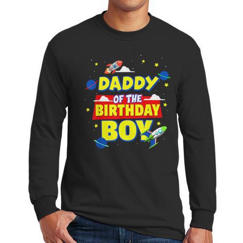 Daddy Of The Birthday Astronaut Boy Outer Space Theme Party Men Long Sleeve T-Shirt - Father's Day Fun