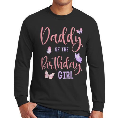 Daddy Of The Birthday Girl Butterfly Party Matching Family Men Long Sleeve T-Shirt - Father's Day Fun
