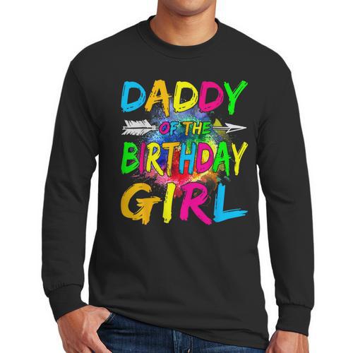 Daddy Of The Birthday Girl Retro 80's Party Men Long Sleeve T-Shirt - Father's Day Fun