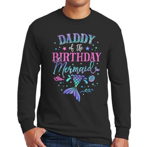 Daddy Of The Birthday Mermaid Party Matching Family Dad Men Long Sleeve T-Shirt - Father's Day Fun