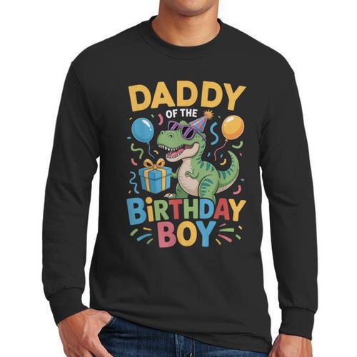 Daddy Of The Birthday Party Outfit Dinosaur Squad Dad Men Long Sleeve T-Shirt - Father's Day Fun