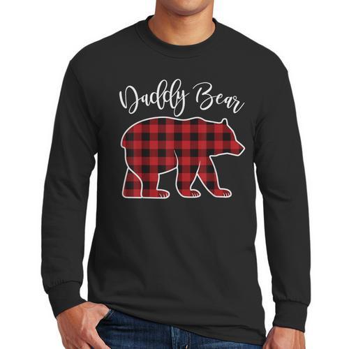 Daddy Dad Bear Pajama Red Buffalo Xmas Family Christmas Men Long Sleeve T-Shirt - Father's Day Fun