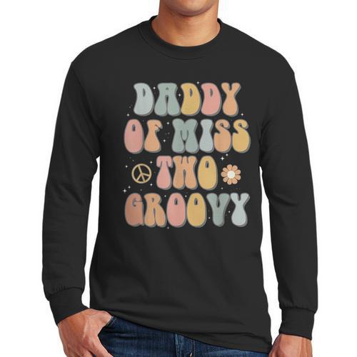 Daddy Dad Two Groovy Second Birthday Retro 2nd Bday Party Men Long Sleeve T-Shirt - Father's Day Fun