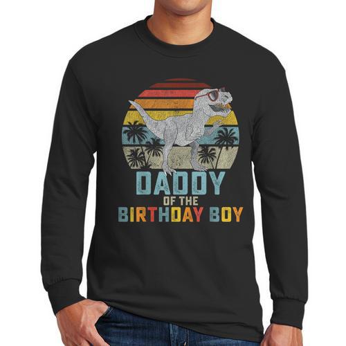 Daddy Dinosaur Of The Birthday Boy Dad Matching Family Men Long Sleeve T-Shirt - Father's Day Fun
