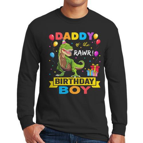 Daddy Dinosaur Shirt Cute Birthday Boy Family Apparel Men Long Sleeve T-Shirt - Father's Day Fun