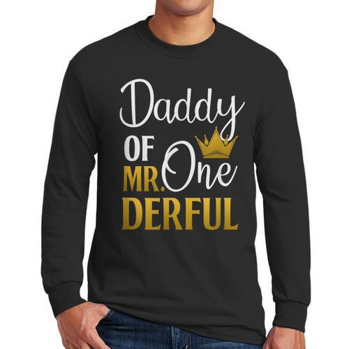 Daddy Of Mr Onederful 1st Birthday Father's Day First Daddy Men Long Sleeve T-Shirt - Father's Day Fun