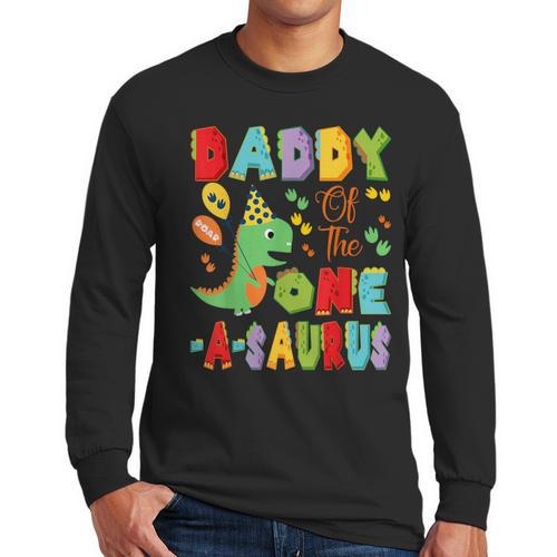 Daddy Of The One-A-Saurus 1St Birthday Boy Dinosaur Men Long Sleeve T-Shirt - Father's Day Fun