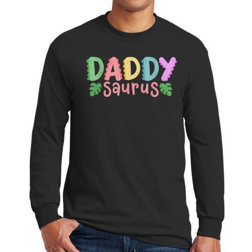 Daddy Saurus Kids Dinosaur Birthday Party Family Matching Men Long Sleeve T-Shirt - Father's Day Fun