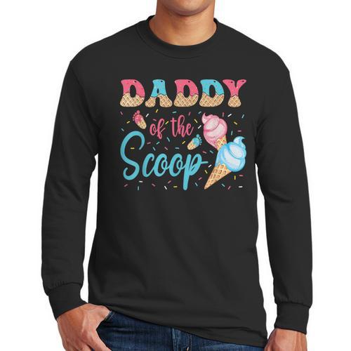 Daddy Of The Scoop Ice Cream Gender Reveal Baby Shower Men Long Sleeve T-Shirt - Father's Day Fun