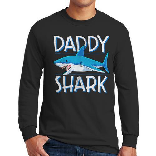 Daddy Shark T Shirt Fathers Day Family Matching Dad Men Long Sleeve T-Shirt - Father's Day Fun