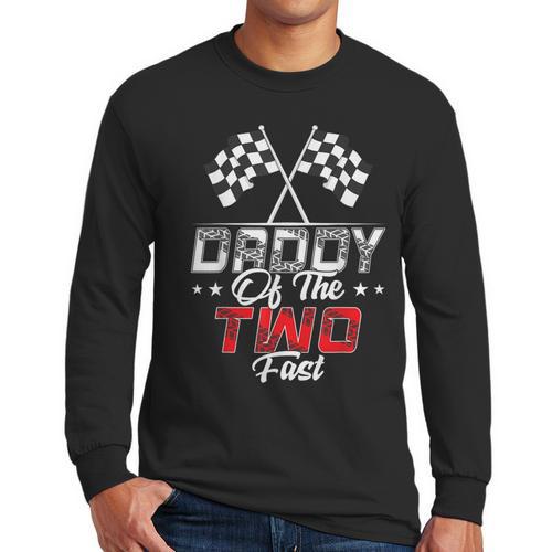 Daddy Of The Two Fast Second Birthday Racing Car Family Men Long Sleeve T-Shirt - Father's Day Fun