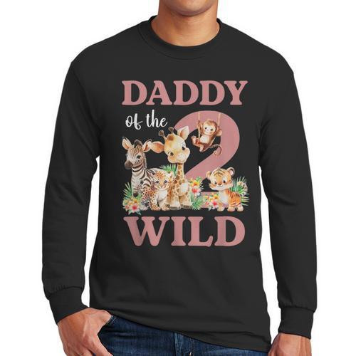 Daddy Of The Two Wild Zoo 2nd Birthday Safari Jungle Animal Men Long Sleeve T-Shirt - Father's Day Fun