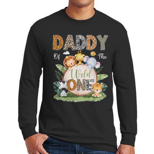 Daddy Of The Wild One 1St Birthday Kids Safari Jungle Men Long Sleeve T-Shirt - Father's Day Fun