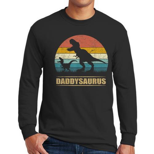 Daddysaurus Dad T Rex Dinosaur Men Men Long Sleeve T-Shirt - Father's Day Fun
