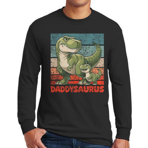 Daddysaurus Father's Day Best Dad T-Rex Papa Men Long Sleeve T-Shirt - Father's Day Fun
