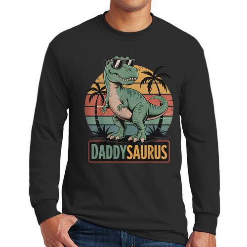 Daddysaurus T Rex Dinosaur Daddy Saurus Family Matching Dad Men Long Sleeve T-Shirt - Father's Day Fun