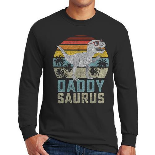 Daddysaurus T Rex Dinosaur Daddy Saurus Family Matching Men Long Sleeve T-Shirt - Father's Day Fun